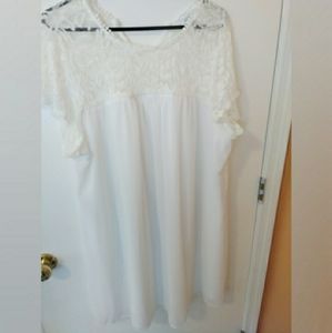 Lace top Chiffon botton white dress